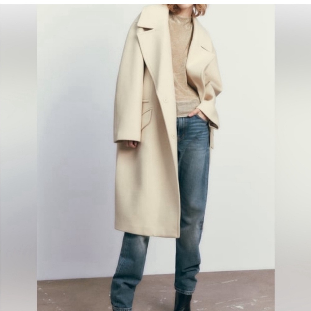 Zara Cream Women's Coat - Picture 2 of 7